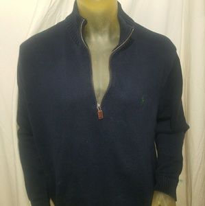 POLO RALPH LAUREN Mens XXL Navy Blue 1/4 Zip Neck